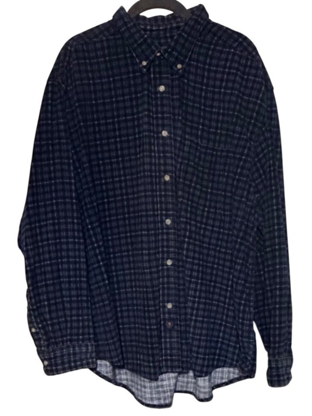 Catalina Long-Sleeve Blue & Black Plaid Button-Down Collared Shirt Men's Size XL